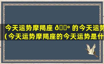 今天运势摩羯座 🌺 的今天运势（今天运势摩羯座的今天运势是什么）